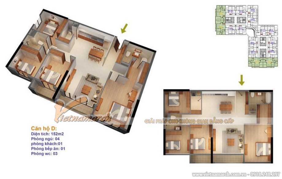 Thiết kế căn hộ 4 phòng ngủ tại tòa Ruby 4 Goldmark City > noi-that-phong-cach-chau-au-don-gian-can-ho-03-ruby-4-goldmark-city