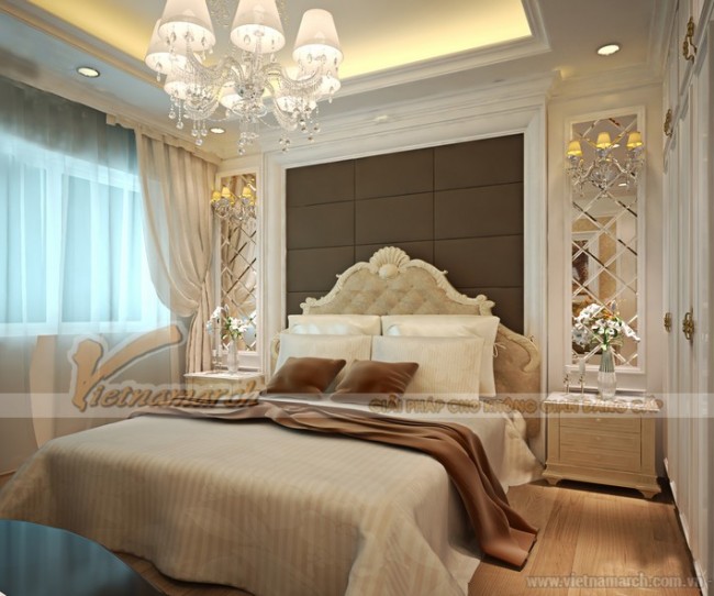 Thiết kế nội thất cổ điển cho phòng ngủ căn hộ Vinhomes Skylake