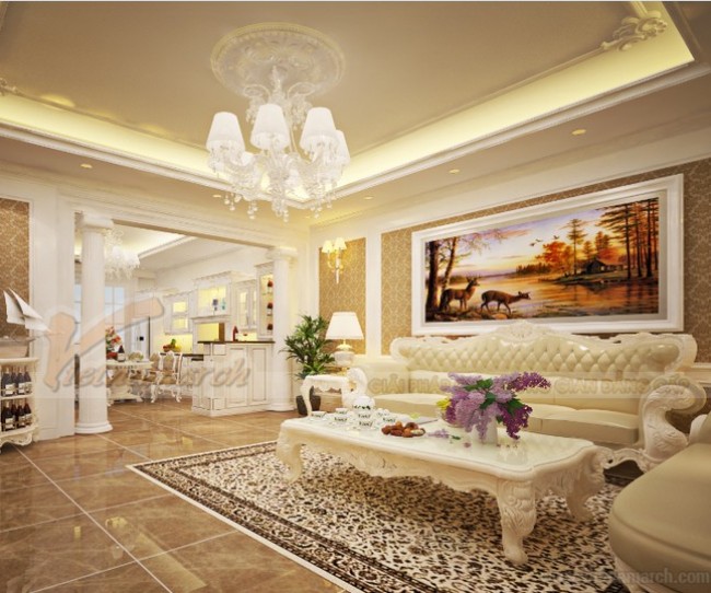 Thiết kế nội thất phong cách tân cổ điển châu Âu cho căn hộ 01 tòa Sapphire 1