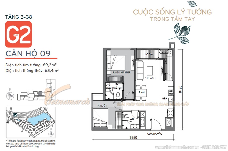 Tư vấn phương án thiết kế nội thất căn hộ 09 tòa G2 Vinhomes Green Bay 2 phòng ngủ > tong-quan-mat-bang-cac-can-ho-toa-g2-chung-cu-vinhomes-green-bay (9)