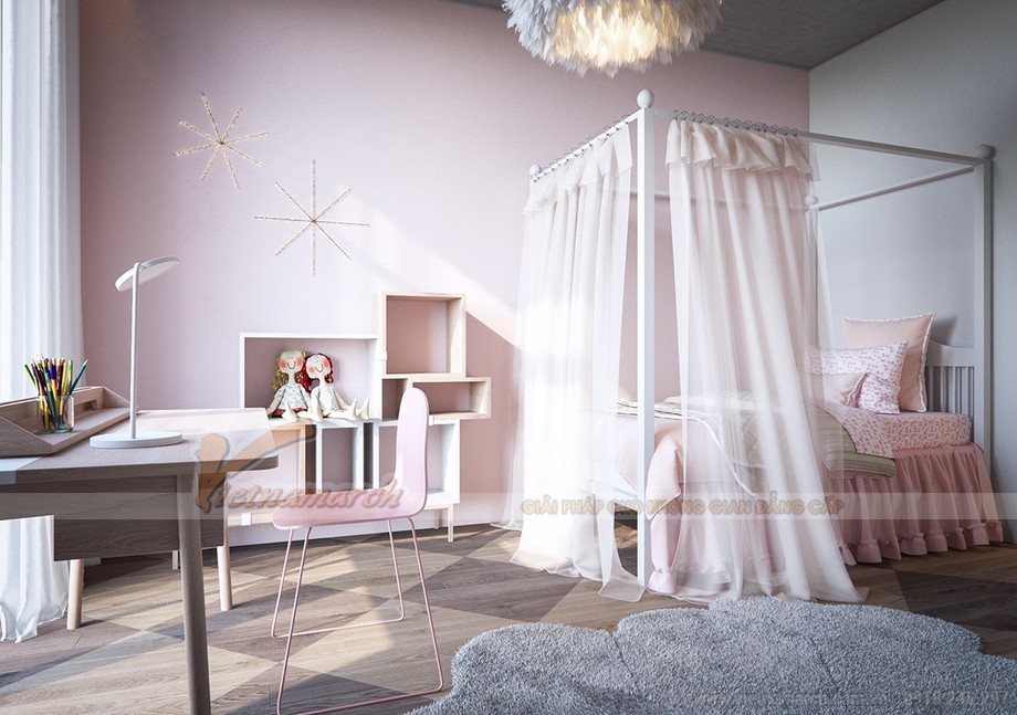 4 ý tưởng độc đáo thiết kế nội thất phòng ngủ cho trẻ đẹp lung linh > Phòng ngủ công chúa cho các bé gái