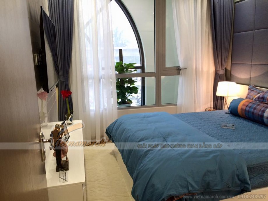 Phương án thiết kế nội thất căn hộ mẫu chung cư Vinhomes Gardenia > Nội thất phòng ngủ hiện đại trong căn hộ mẫu Vinhomes Gardenia