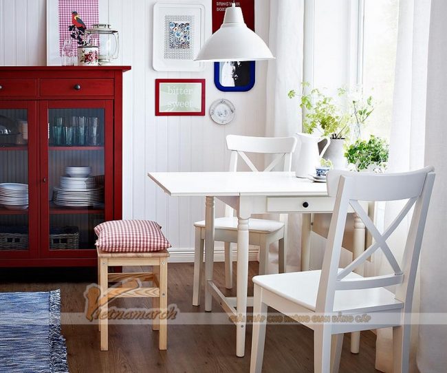 Mở rộng không gian phòng bếp với bàn ăn thông minh tone màu trắng