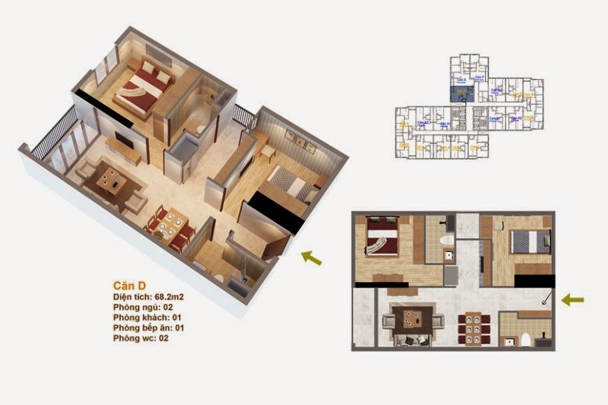 Thiết kế nội thất hiện đại với tông tím mộng mơ cho căn hộ D tòa Ruby 3 Goldmark City > mặt bằng căn hộ D tòa Ruby 3 chung cư Goldmark City