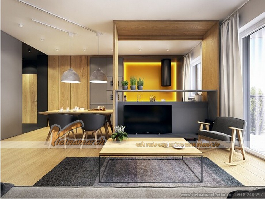 Ý tưởng thiết kế nội thất căn hộ chung cư Park Hill điểm xuyết tone màu vàng nổi bật > 