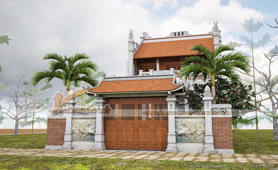 Công trình nhà thờ tổ nhà anh Minh với 2 phương án thiết kế cổng > 