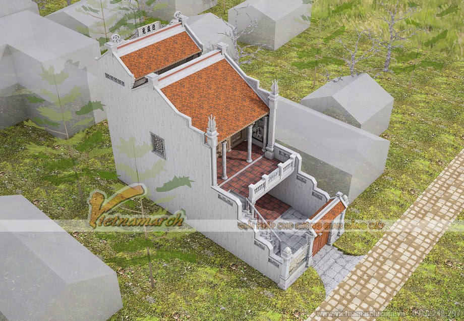 Phương án thiết kế nhà thờ họ 2 tầng nhà anh Hùng ở Nam Định > 