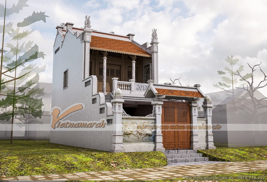 Phương án thiết kế nhà thờ họ 2 tầng nhà anh Hùng ở Nam Định > 