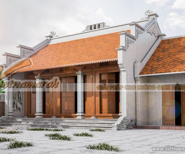Phương án thiết kế nhà thờ tổ 3 gian 2 mái và nhà ngang để ở tại Hải Phòng
