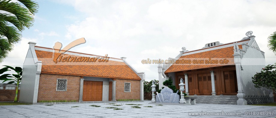 Phương án thiết kế từ đường – nhà tổ nối liền nhà ngang nhà chú Hòa tại Nghệ An > 