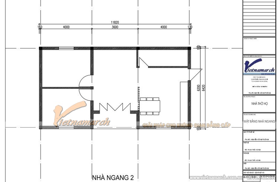 Phương án thiết kế từ đường – nhà tổ nối liền nhà ngang nhà chú Hòa tại Nghệ An > 