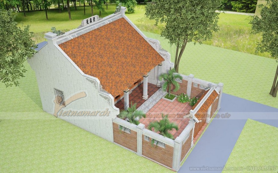 Tư vấn thiết kế nhà thờ tổ 3 gian – 2 mái cổ kính cho nhà anh Tùng tại Vĩnh Phúc > Tư vấn thiết kế nhà thờ họ 