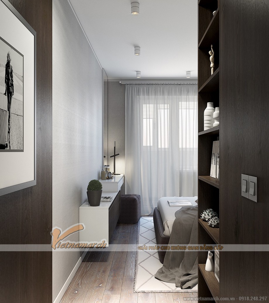 Ý tưởng thiết kế nội thất tuyệt vời cho căn hộ 1 phòng ngủ chung cư Park Hill > 