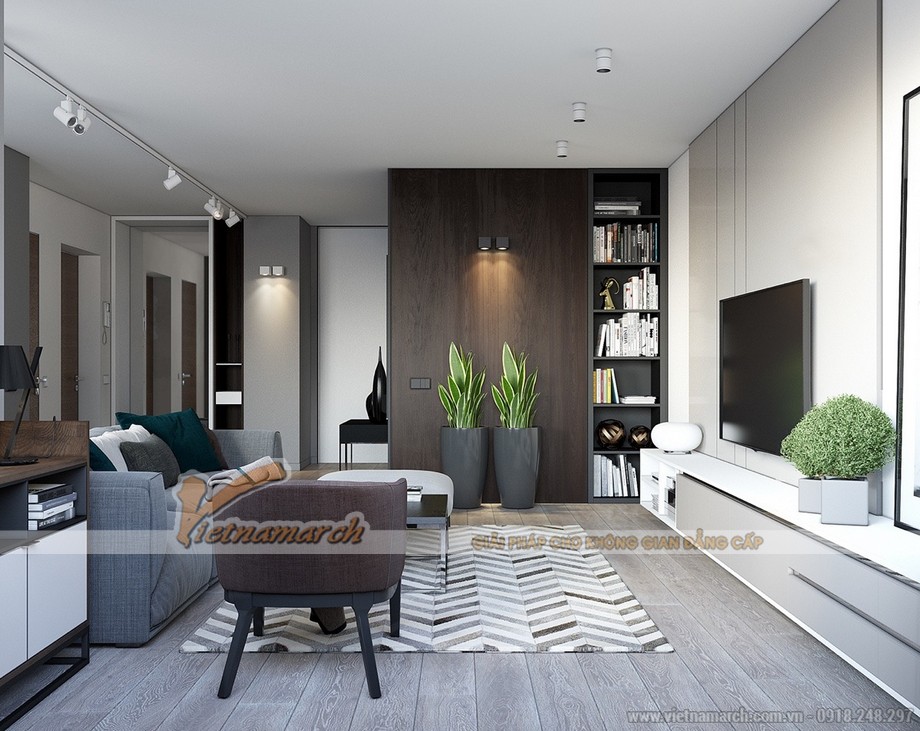 Ý tưởng thiết kế nội thất tuyệt vời cho căn hộ 1 phòng ngủ chung cư Park Hill > 