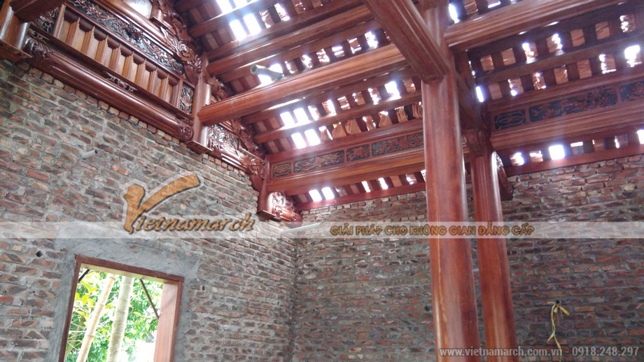 Thi công nhà từ đường bằng gỗ với chi phí 720 triệu tại Hưng Yên > 