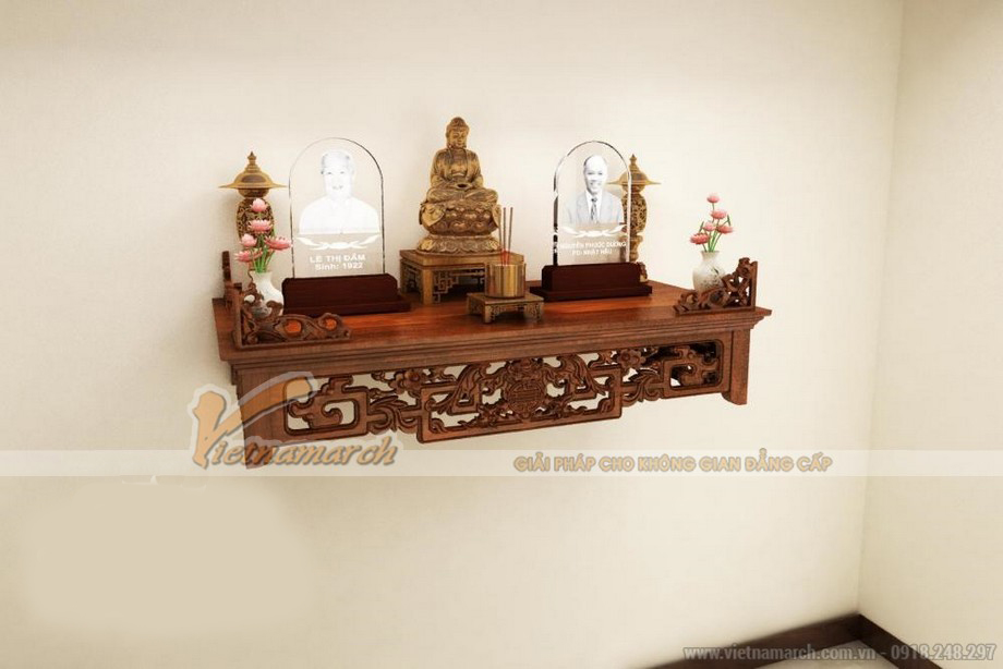 Những mẫu bàn thờ treo tường mang phong cách truyền thống > Bàn thờ treo truyền thống 