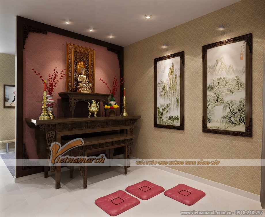 TƯ VẤN: Thiết kế nội thất phòng thờ dành cho căn hộ chung cư > Mẫu nội thất phòng thờ đẹp dành cho căn hộ chung cư