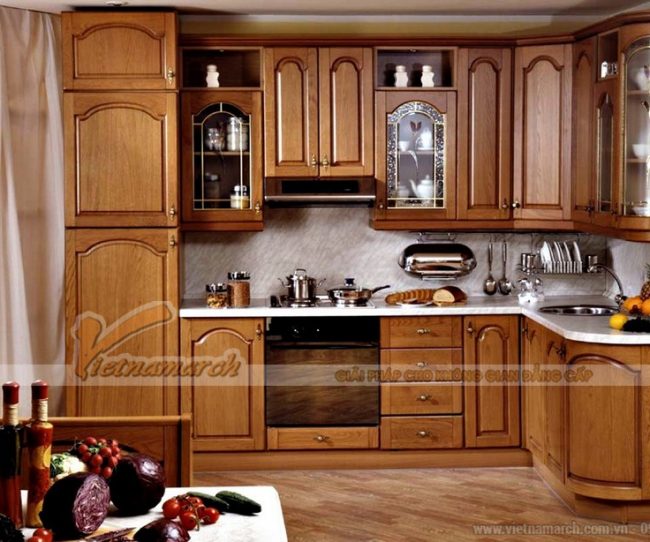 Những mẫu tủ bếp cao cấp bằng gỗ giáng hương