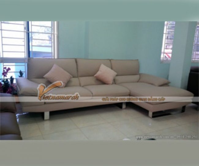 Bộ sofa da nhập khẩu chữ L thiết kế sang trọng cho phòng khách rộng