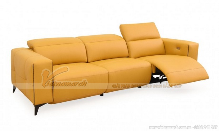 Mẫu ghế sofa da màu vàng tươi tắn nhập khẩu Đài Loan