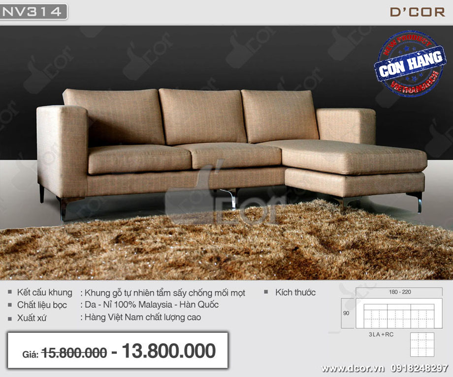 Mẫu ghế sofa vải nỉ NV314 thiết kế linh hoạt, thông minh làm chao đảo showroom nội thất Vietnamarch > 