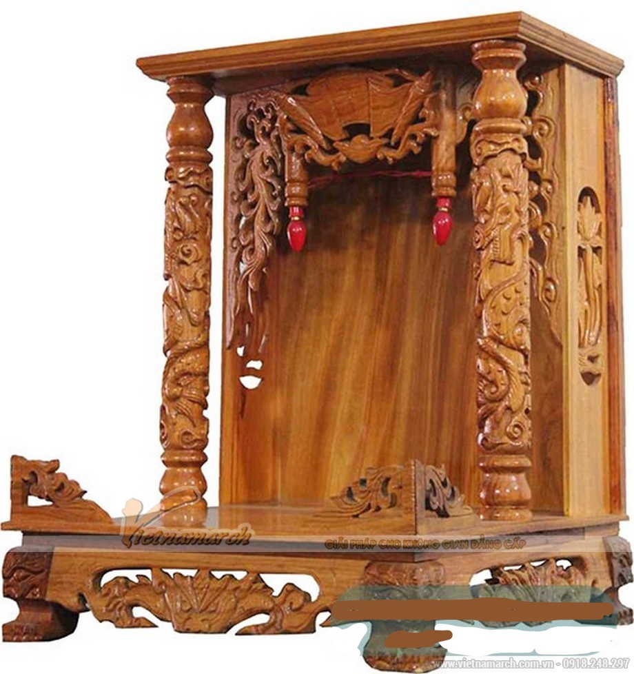 Những mẫu bàn thờ Thần Tài, Ông Địa mang phong cách truyền thống. > 