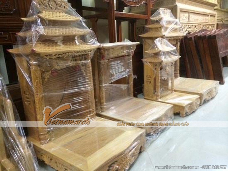 Những mẫu bàn thờ Thần Tài, Ông Địa truyền thống ấn tượng > 