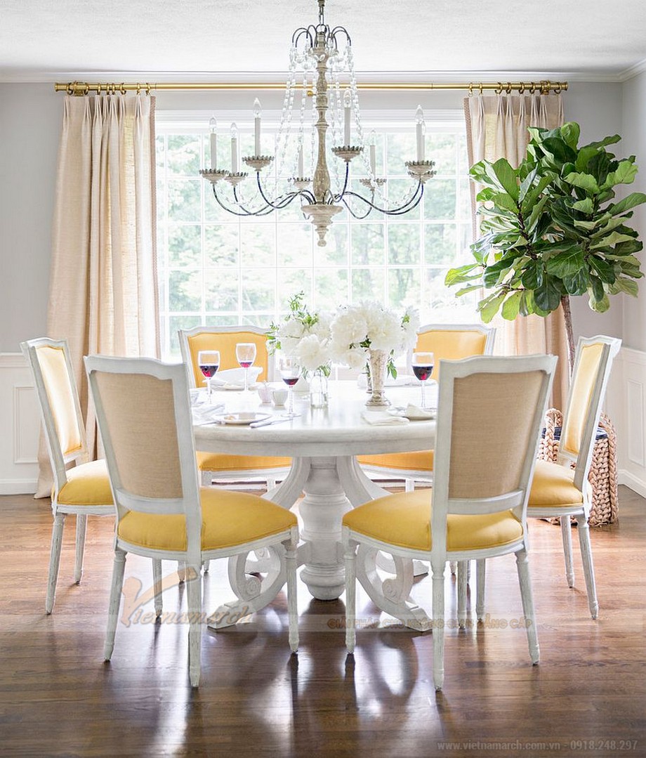 Những mẫu bàn ghế ăn giá rẻ nhưng chất lượng cực tốt > Mẫu bàn ăn tròn màu trắng tinh tế