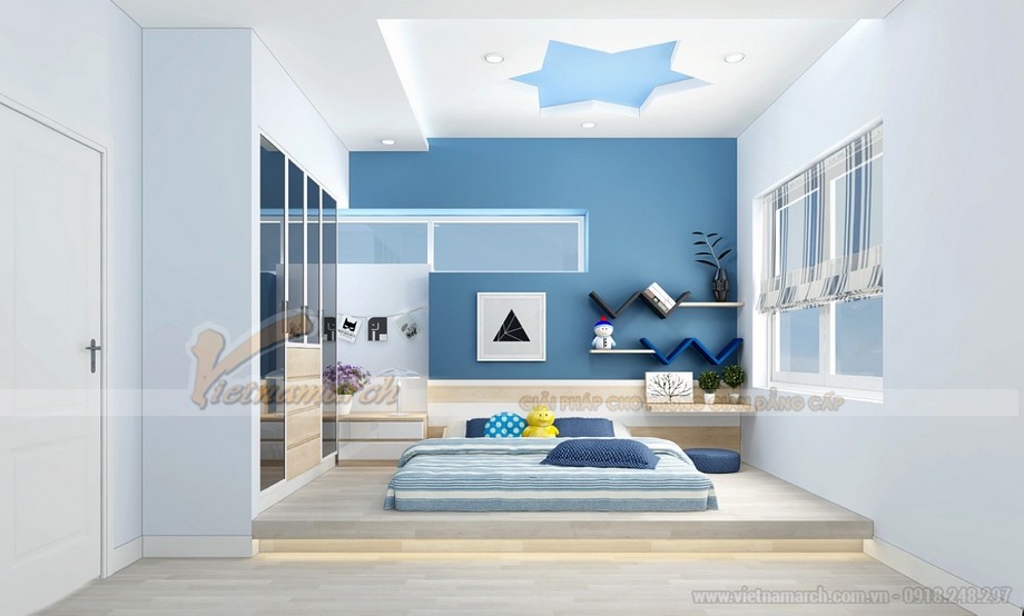 Thiết kế nội thất thông minh phòng ngủ cho trẻ giúp kích thích phát triển trí não. > Thiết kế nội thất phòng ngủ trẻ em - Mẫu 02