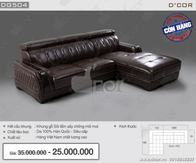 Mẫu sofa da cao cấp DG504 nhập khẩu đẹp đến từng chi tiết