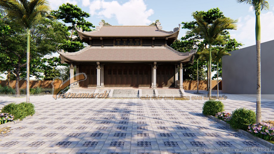 Toàn cảnh thiết kế 3D ngôi nhà thờ tổ 8 mái tại Thanh Hóa
