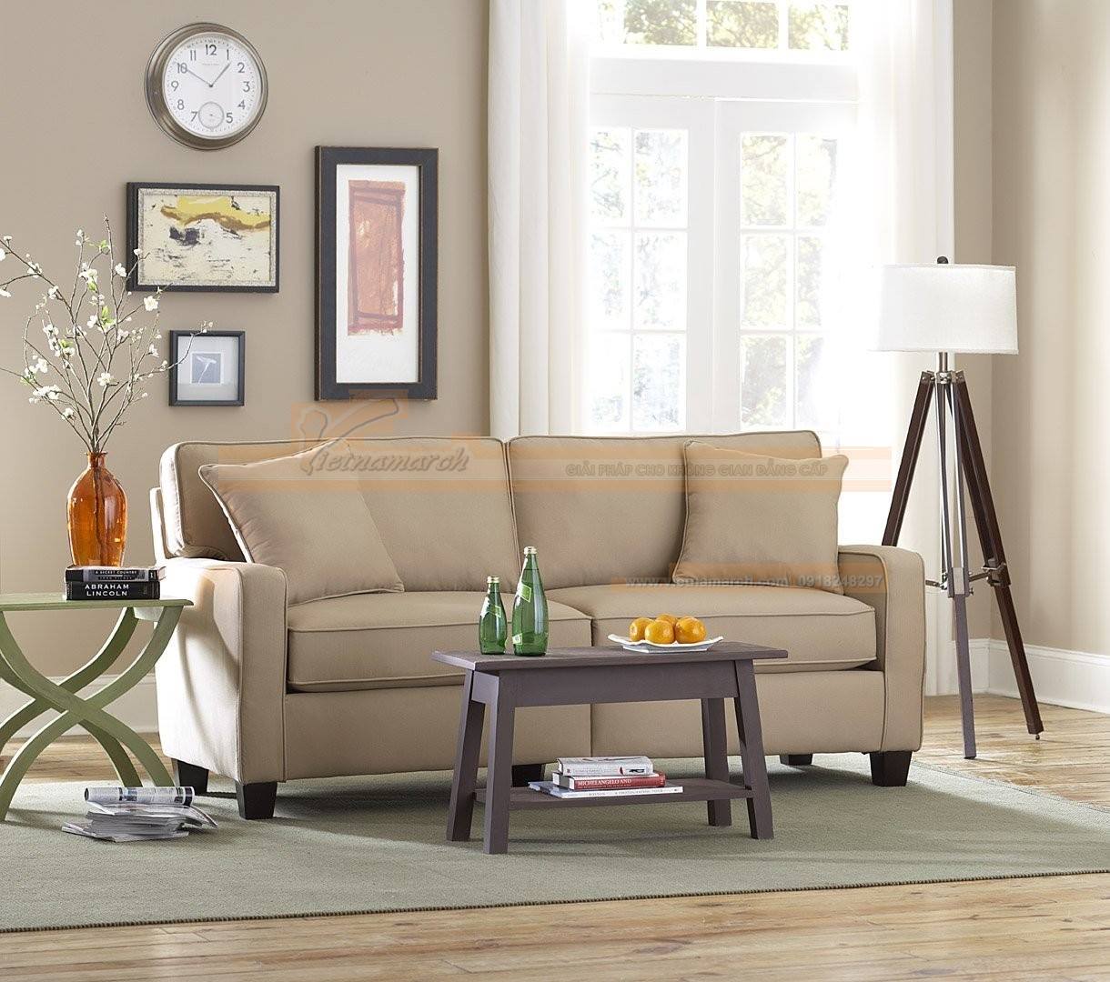 Lựa chọn bàn ghế sofa cho phòng khách nhỏ theo kết cấu căn phòng > Ghế sofa văng nhỏ gọn giúp tiết kiệm không gian