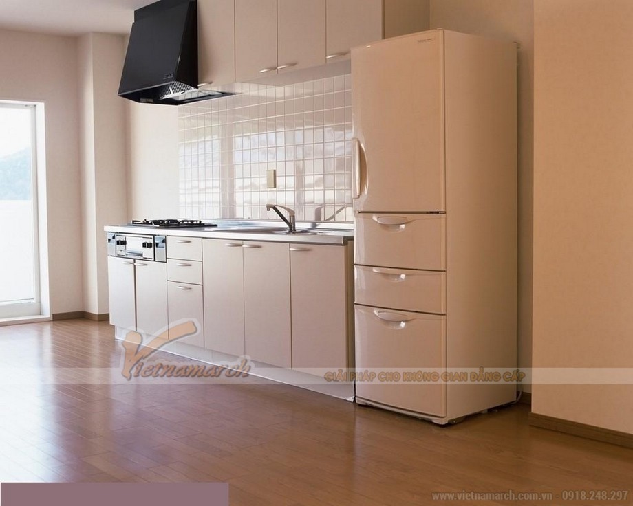 Những lưu ý cần biết khi thiết kế tủ bếp chung cư > Tủ bếp chung cư thiết kế đơn giản