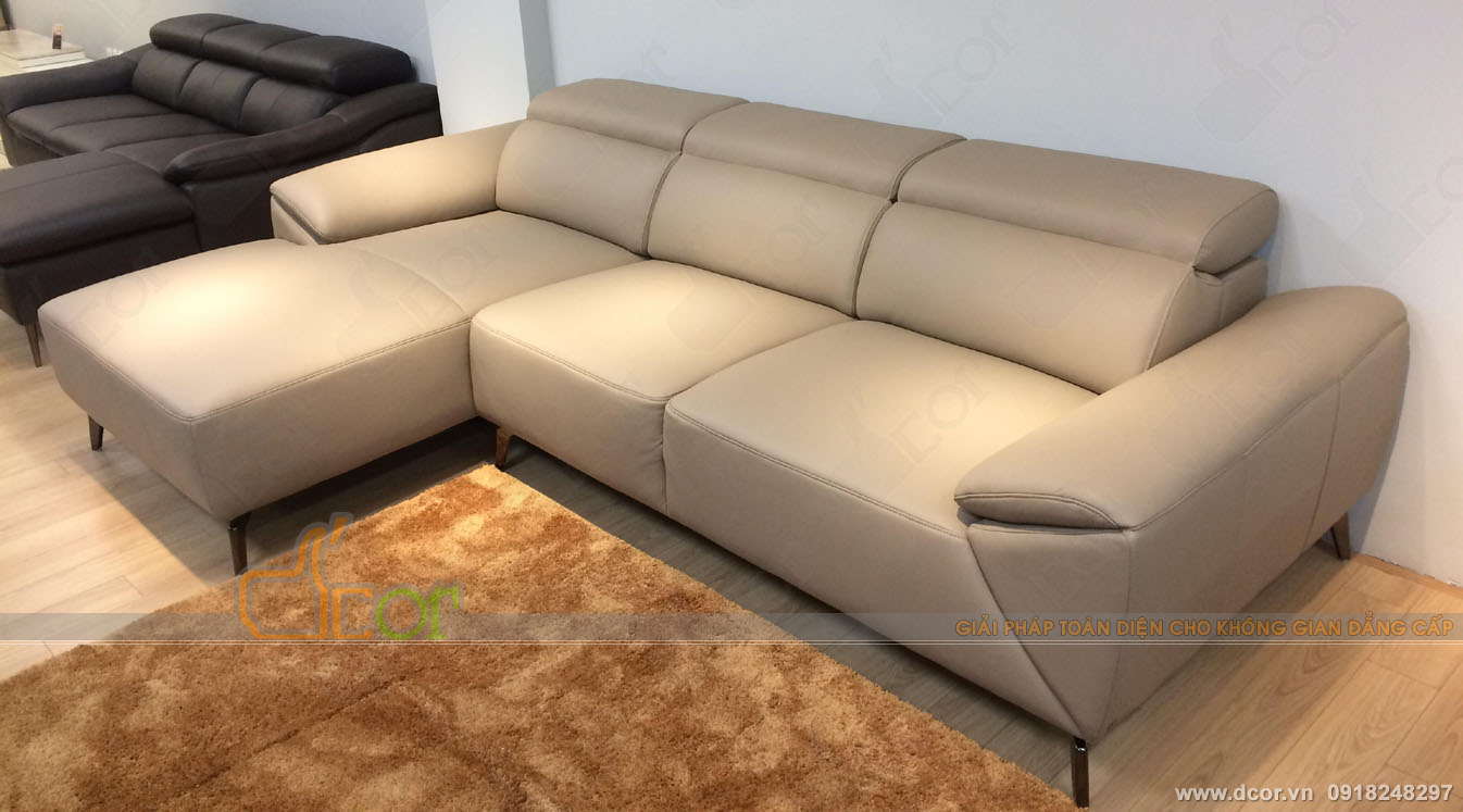 Sofa da thật góc L nhập khẩu Malaysia: DG701- điểm nhấn độc đáo cho phòng khách