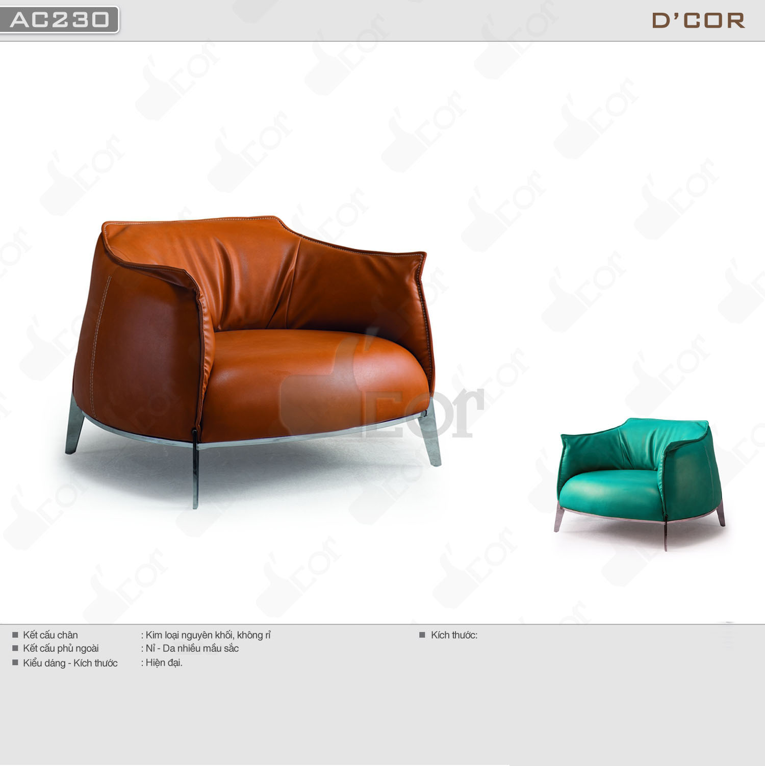 Ghế sofa đơn da- nỉ đẹp hiện đại làm phòng khách nổi bật: AC230