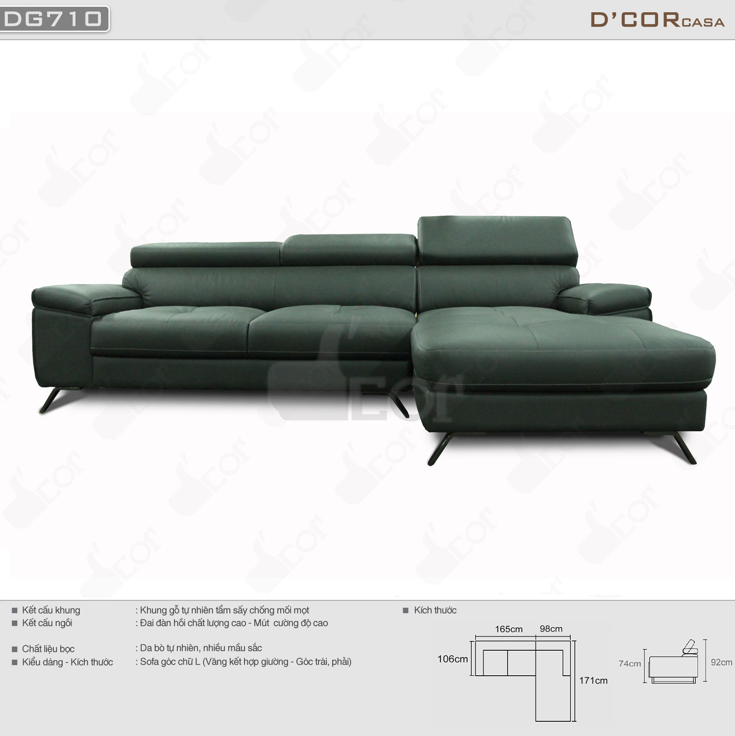 Sofa góc L da thật nhập khẩu Malaysia cho phòng khách đẹp độc, lạ