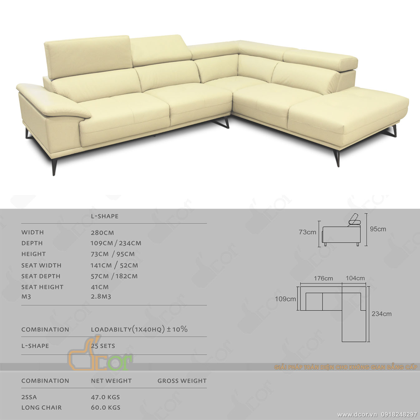 Sofa góc L da thật DG714 nhập khẩu Malaysia mang lại vẻ đẹp hiện đại 