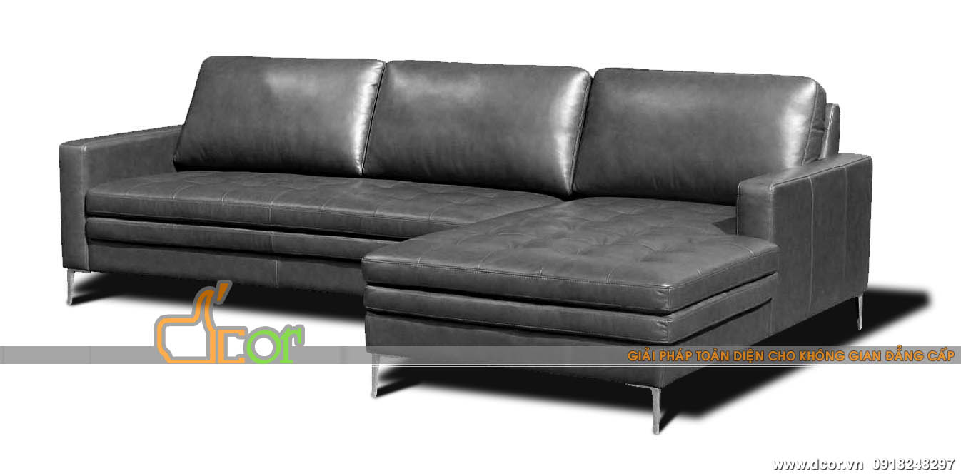 Sofa góc L da thật nhập khẩu Malaysia đẹp hiện đại: DG843