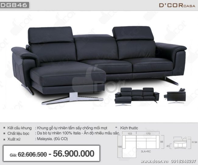 Sofa góc L nhập khẩu Malaysia DG846- Điểm nhấn độc đáo cho phòng khách