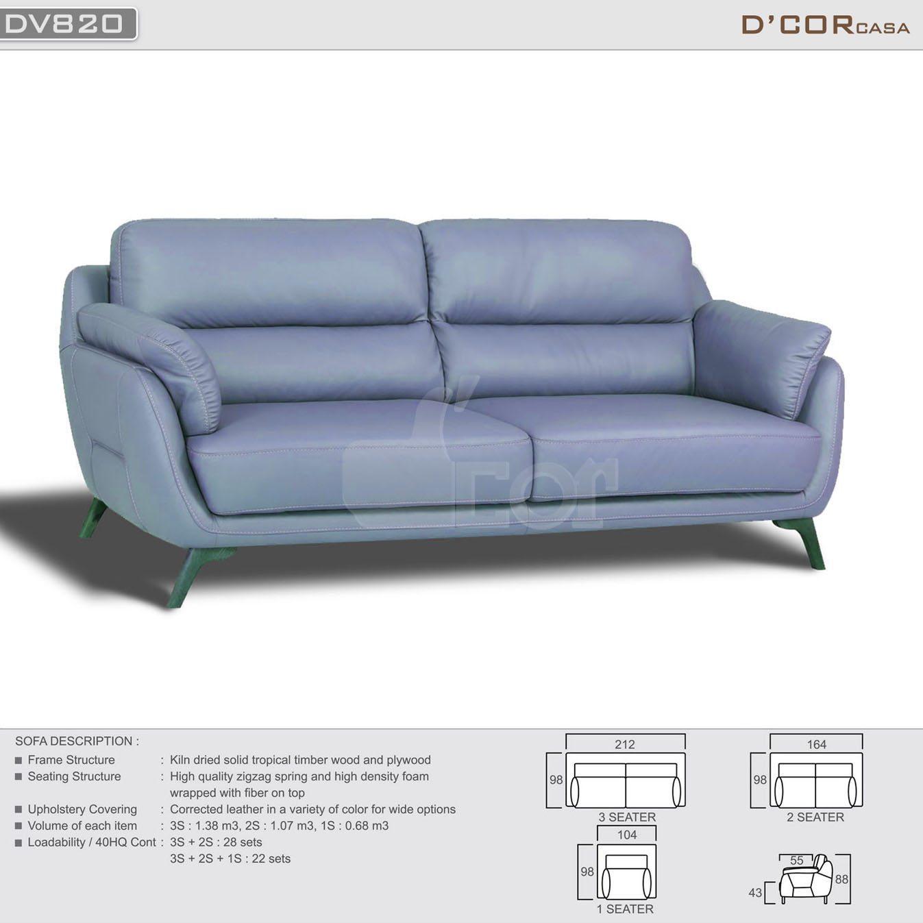 Ghế sofa da thật nhập khẩu giá rẻ nhất thị trường Hà Nội: DV820