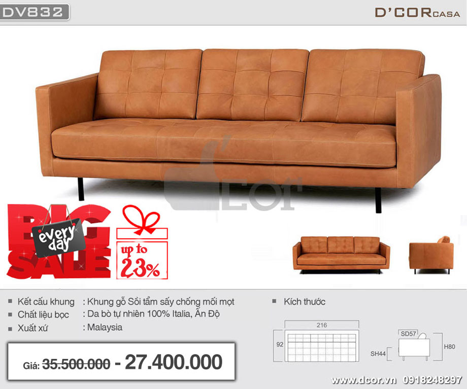 Mẫu sofa văng da thật nhập khẩu Malaysia
