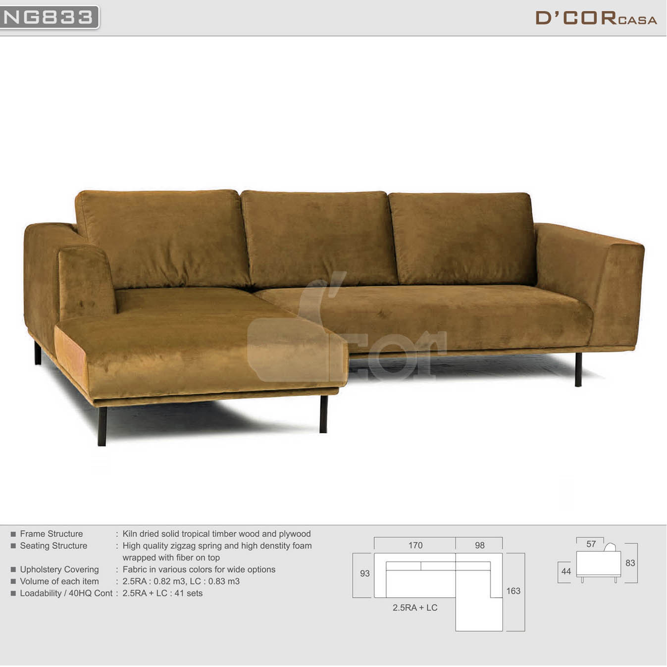 Mẫu sofa nỉ đẹp hiện đại nhập khẩu Malaysia NG833 > Mẫu sofa nỉ đẹp hiện đại nhập khẩu Malaysia NG833