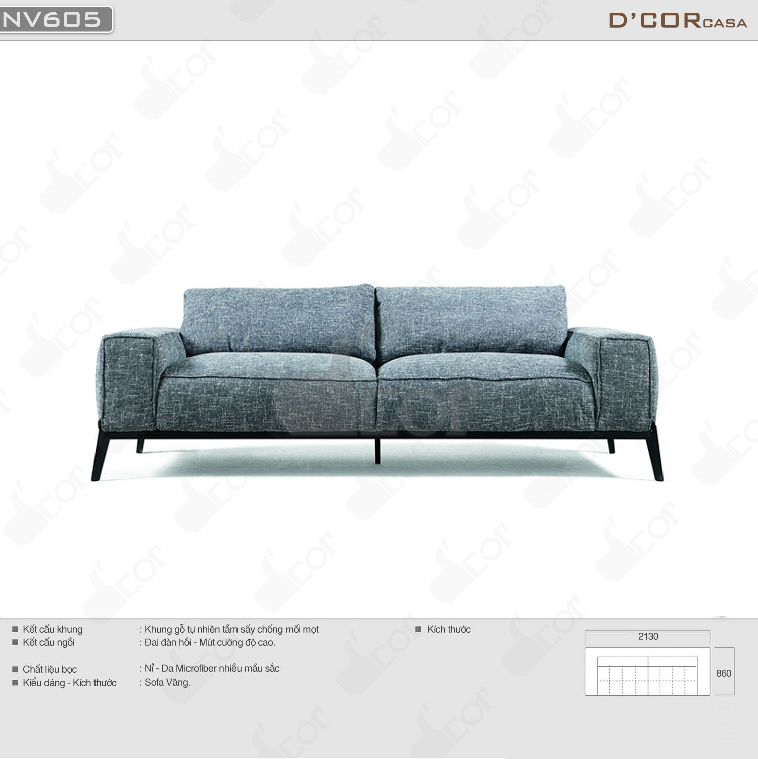 Sofa văng đẹp, hiện đại, giá rẻ : NV605 cho phòng khách nhỏ hẹp