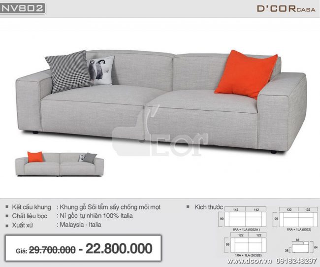 Sofa nỉ NV 802 Malaysia đẳng cấp vượt trội về chất lượng