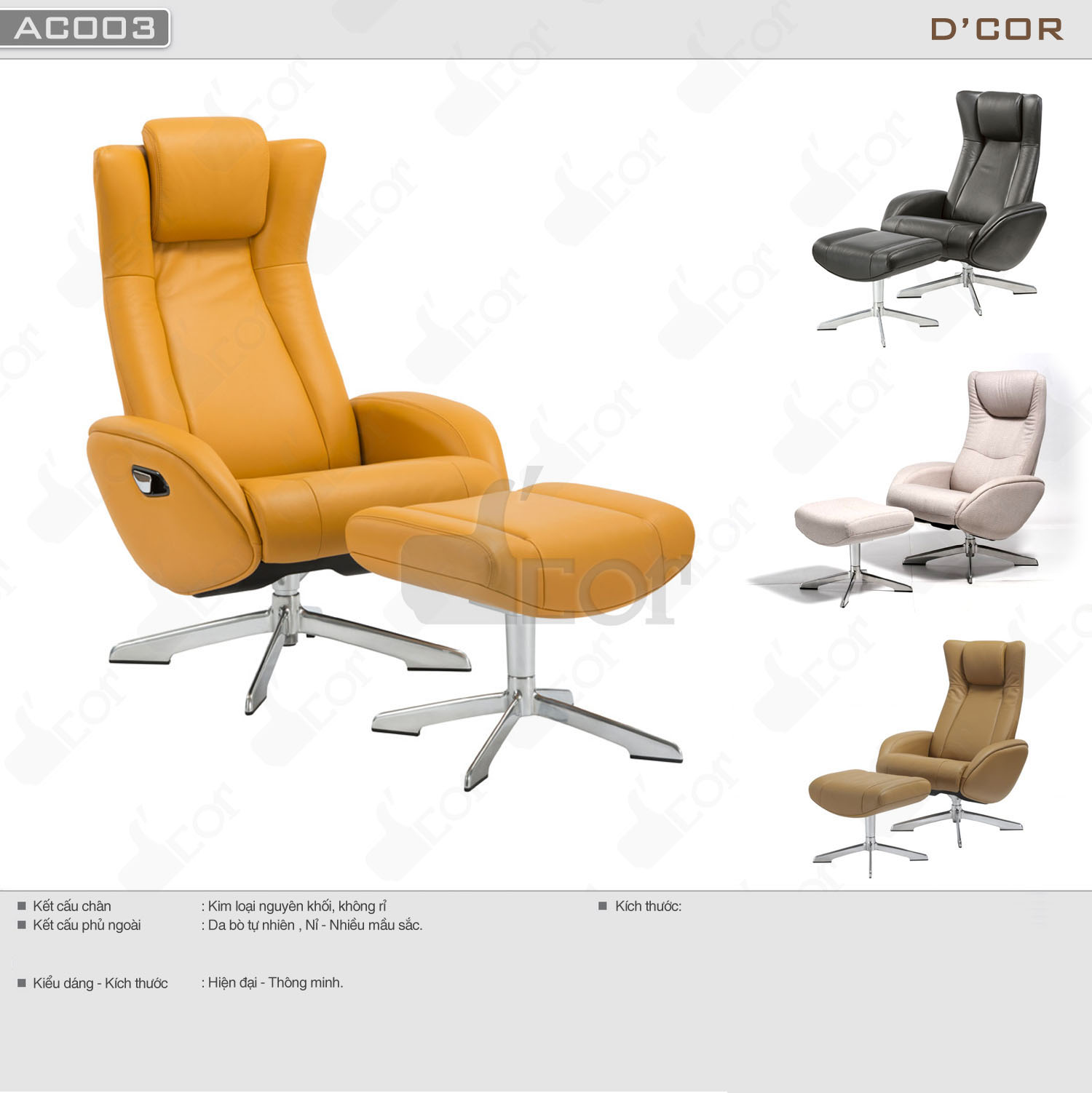 Ghế armchair thông minh cho nội thất nhà đẹp hiện đại: AC003