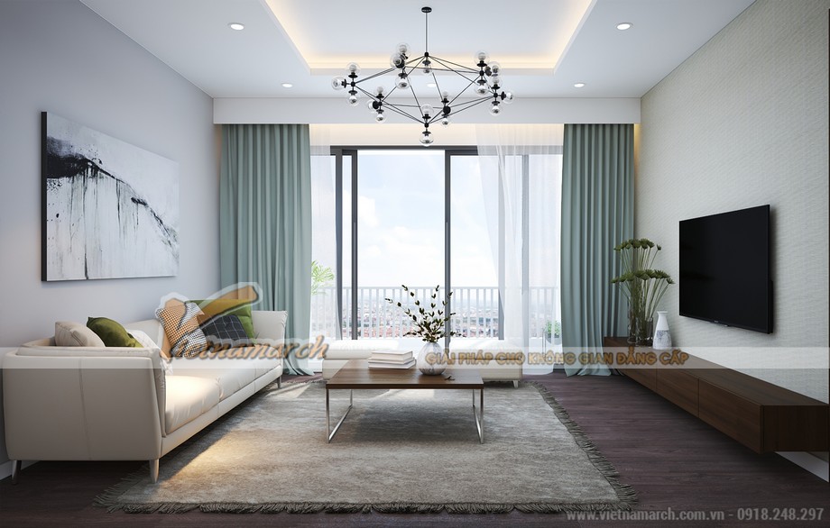 Phương án thiết kế nội thất căn hộ 90m2 tòa B chung cư Thống Nhất Complex Nguyễn Tuân > 