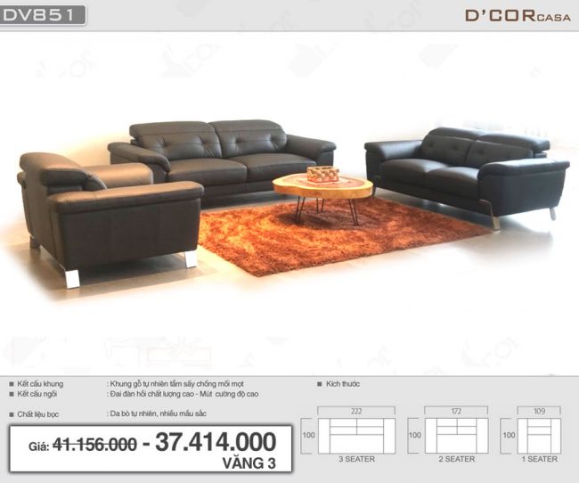 Mê mẩn với mẫu sofa văng da bò nhập khẩu Malaysia đẹp tự nhiên cho phòng khách sang trọng: DV851