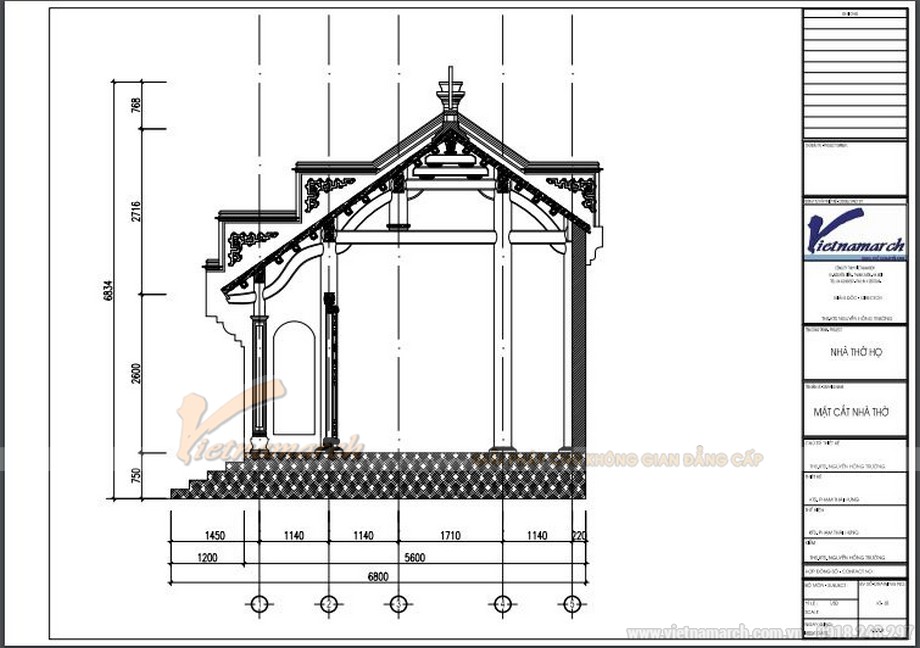 Tìm hiểu về bản vẽ nhà thờ 3 gian và các mẫu thiết kế từ đường độc đáo > Bản vẽ thiết kế nhà thờ họ 3 gian