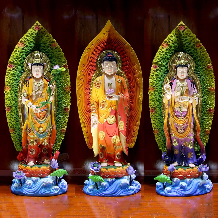 Phật Tam thế phật đẹp chuẩn mực tại showroom bàn thờ NGuyễn xiển