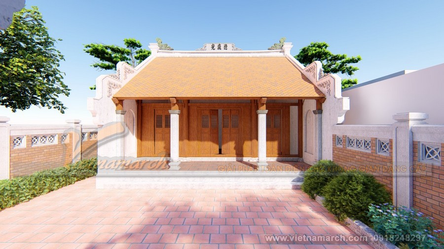 Phương án thiết kế nhà thờ họ 3 gian, 2 mái của gia đình anh Hùng ở Nghệ An Phương án thiết kế nhà thờ họ 3 gian, 2 mái của gia đình anh Hùng ở Nghệ An